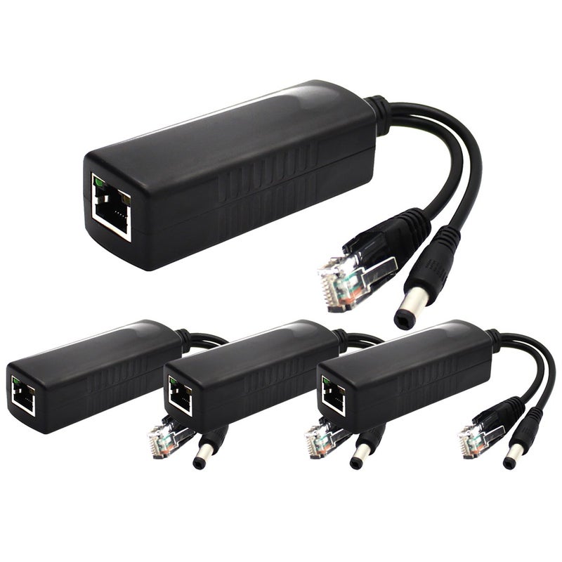ANVISION 4-Pack 12V DC Output Active PoE Splitter Adapter, IEEE 802.3af, 10/100Mbps, for IP Camera AP Voip Phone and More, AV-PS12 - Image 1
